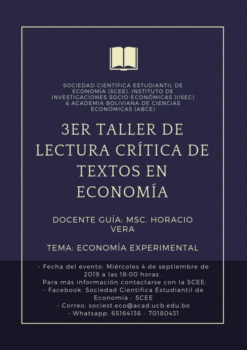 3er Taller de Lectura Crítica de Textos Académicos en Economía