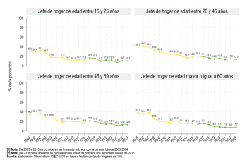 Según edad del jefe de hogar