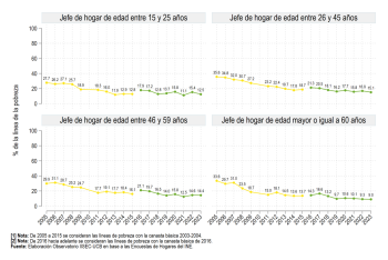 Según edad del jefe de hogar