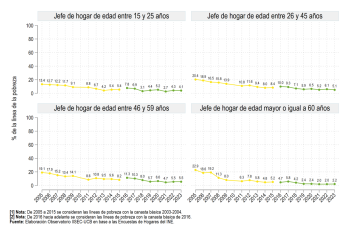 Según edad del jefe de hogar