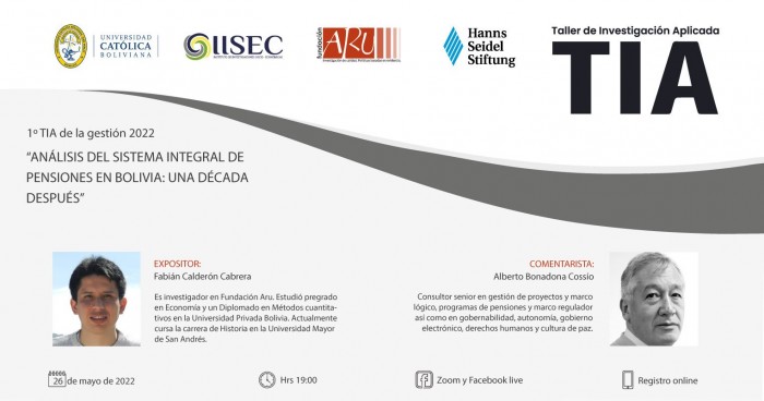 El IISEC invita a participar en el primer Taller de Investigación Aplicada (TIA) de la gestión 2022