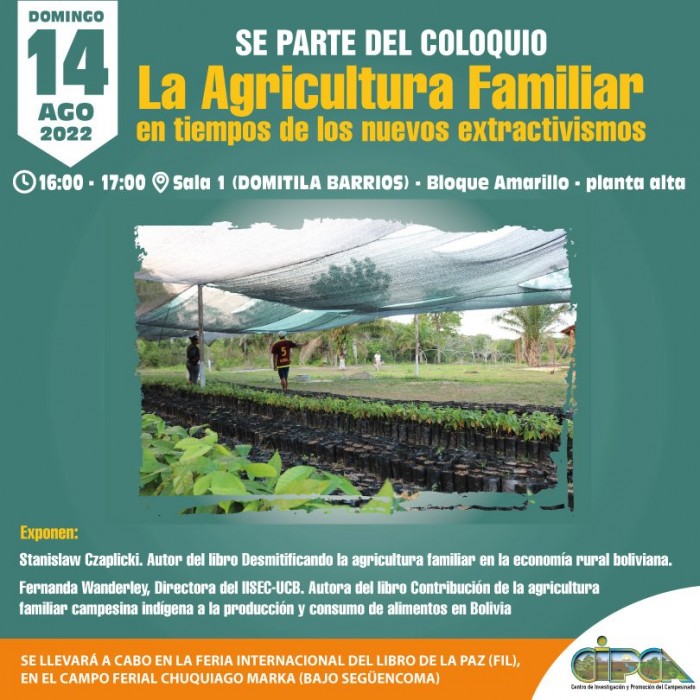 El IISEC invita a participar de un coloquio sobre agricultura familiar en la FIL La Paz