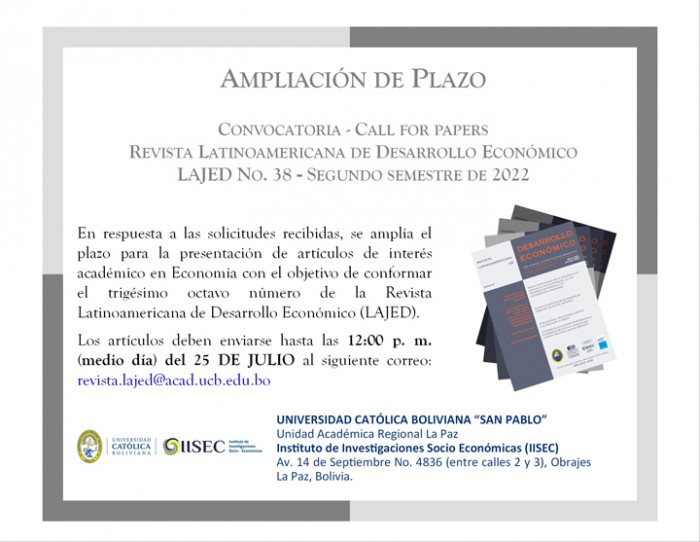 Segunda ampliación de convocatoria LAJED N° 38