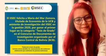 María del Mar Zamor, investigadora junior del IISEC, obtiene el primer lugar en concurso de investigación del BCB