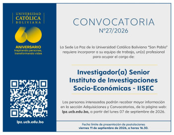 Convocatoria laboral - Investigador(a) Senior Instituto de investigaciones Socio-Económicas (IISEC)