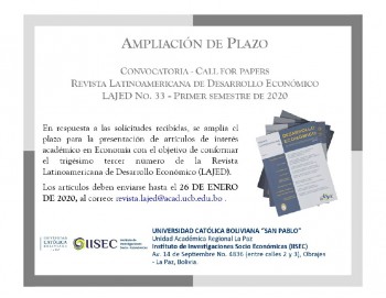 Ampliación del plazo de la Convocatoria Lajed 33