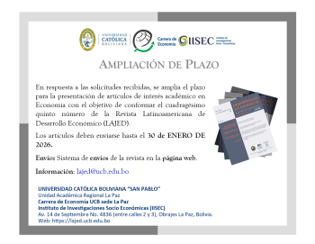 Ampliación de plazo – Convocatoria LAJED N.º 45