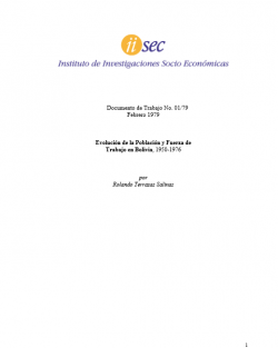 Evolución de la Población y Fuerza de Trabajo en Bolivia, 1950-1976