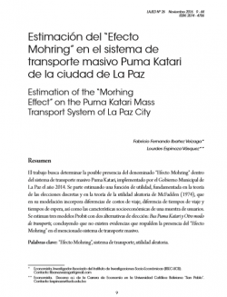 Estimación del “Efecto Mohring” en el sistema de transporte masivo Puma Katari de la ciudad de La Paz