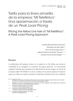 Tarifa para la línea amarilla de la empresa “Mi Teleférico”. Una aproximación a través de un Peak Load Pricing