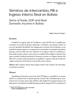 Términos de intercambio, PIB e Ingreso Interno Real en Bolivia