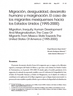 Migración, desigualdad, desarrollo humano y marginación. El caso de los migrantes mexiquenses hacia los Estados Unidos (1995-2000)