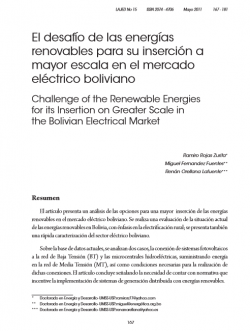 El desafío de las energías renovables para su inserción a mayor escala en el mercado eléctrico boliviano