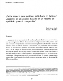 ¿Existe espacio para políticas anti-shock en Bolivia? Lecciones de un análisis basado en un modelo de equilibrio general computable