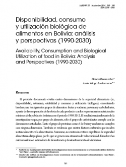Disponibilidad, consumo y utilización biológica de alimentos en Bolivia: análisis y perspectivas (1990-2030)