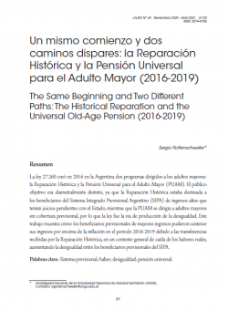Un mismo comienzo y dos caminos dispares: la Reparación Histórica y la Pensión Universal para el Adulto Mayor (2016-2019)
