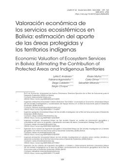 Valoración económica de  los servicios ecosistémicos en  Bolivia: estimación del aporte  de las áreas protegidas y  los territorios indígenas