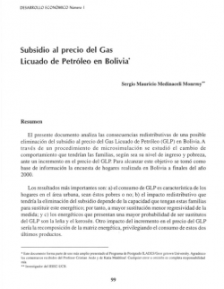 Subsidio al precio del Gas Licuado de Petróleo en Bolivia