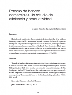 Fracaso de bancos comerciales. Un estudio de eficiencia y productividad