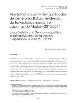 Movilidad laboral y desigualdades  de género en Bolivia: evidencia  de trayectorias mediante  cadenas de Markov, 2015-2024