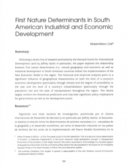 First Nature Determinants in South American Industrial and Economic Development