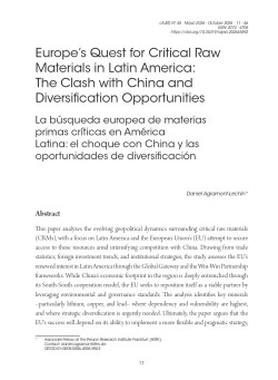 Europe’s Quest for Critical Raw  Materials in Latin America:  The Clash with China and  Diversification Opportunities