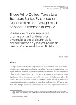 Those Who Collect Taxes Use  Transfers Better: Evidence of  Decentralization Design and  Service Outcomes in Bolivia