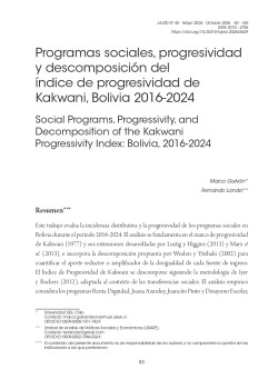 Programas sociales, progresividad  y descomposición del  índice de progresividad de  Kakwani, Bolivia 2016-2024