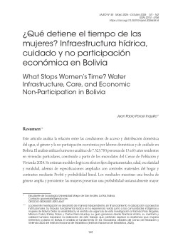 ¿Qué detiene el tiempo de las  mujeres? Infraestructura hídrica,  cuidado y no participación  económica en Bolivia