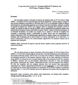 Capacitación Laboral y Empleabilidad Evidencia de  Mi Primer Empleo Digno