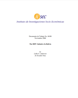 The HIPC Initiative In Bolivia