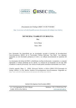 Municipal Viability in Bolivia