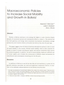 Macroeconomic Policies to Increase Social Mobility and Growth in Bolivia
