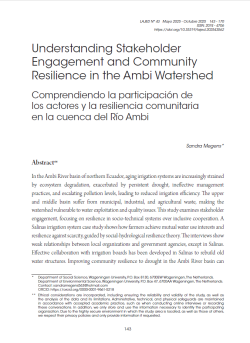 Understanding Stakeholder Engagement and Community Resilience in the Ambi Watershed
