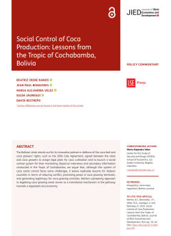 Social Control of Coca Production: Lessons from the Tropic of Cochabamba, Bolivia
