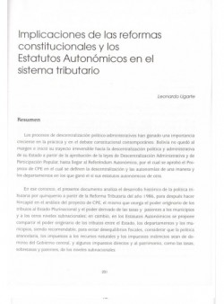 Implicaciones de las reformas constitucionales y de los Estatutos Autonómicos en el sistema tributario