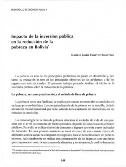 Impacto de la inversión pública en la reducción de la pobreza en Bolivia