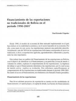Financiamiento de la exportaciones no tradicionales de Bolivia