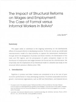 The Impact of the Structural Reforms on Wages and Employment: The case of formal versus informal Workers in Bolivia