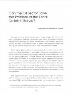 Can the Oil Sector Solve the Problem of the Fiscal Deficit in Bolivia?