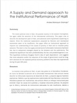 A Supply and Demand approach to the Instituional Performance of Haiti