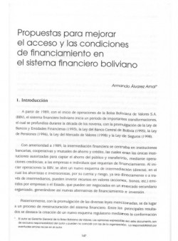 Propuestas para mejorar el acceso y las condiciones de financiamiento en el sistema financiero boliviano