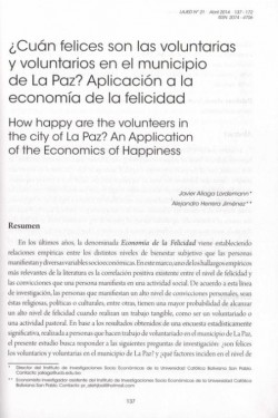 ¿Cuán felices son las voluntarias y voluntarios en el municipio de La Paz? Aplicación a la economía de la felicidad