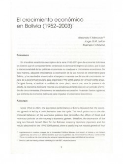 El crecimiento económico en Bolivia (1952-2003)