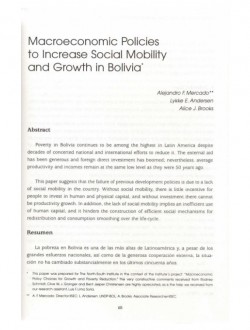 Macroeconomic Policies to Increase Social Mobility and Growth in Bolivia