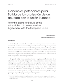 Ganancias potenciales para Bolivia de la suscripción de un acuerdo con la Unión Europea