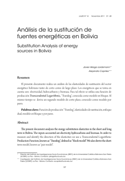 Análisis de la sustitución de fuentes energéticas en Bolivia