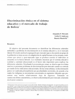 Discriminación étnica en el sistema educativo y el mercado de trabajo de Bolivia