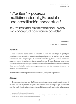 “Vivir Bien” y pobreza multidimensional. ¿Es posible una conciliación conceptual?