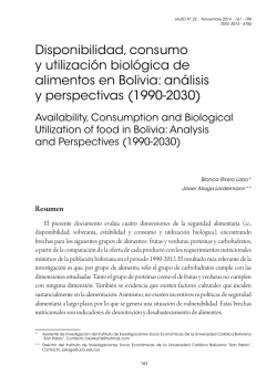Disponibilidad, consumo y utilización biológica de alimentos en Bolivia: análisis y perspectivas (1990-2030)